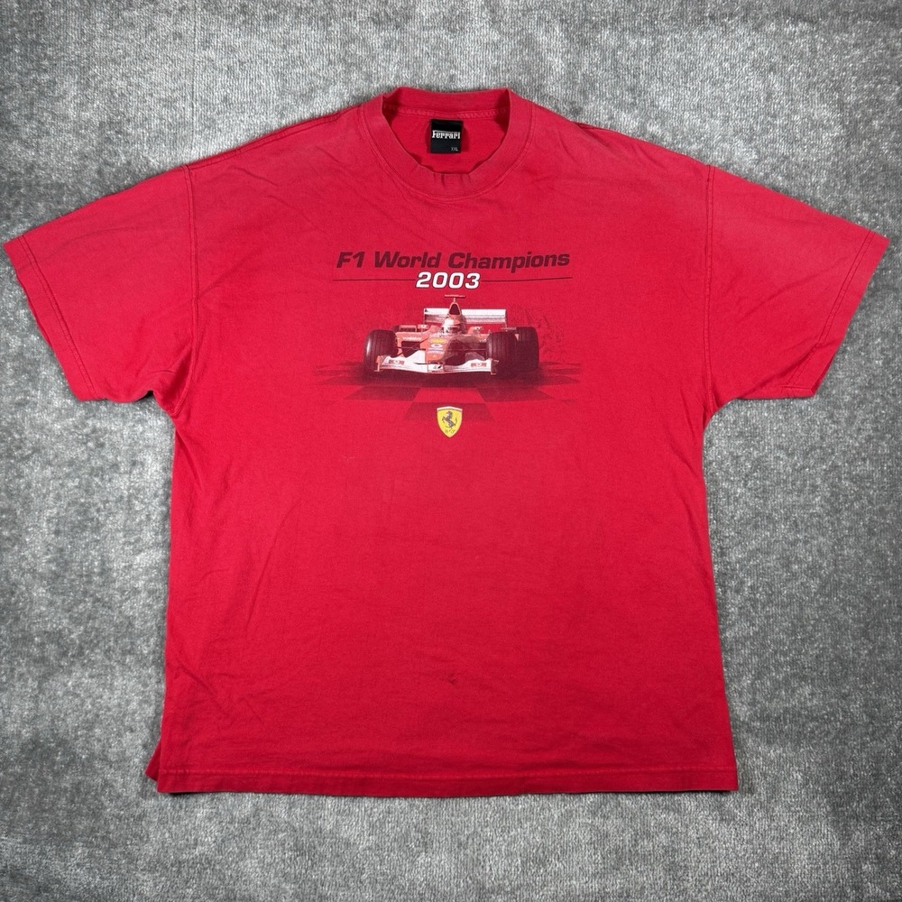 Ferrari T-Shirt Men's XXL Red Faded Short Sleeve Crew Neck USA Made